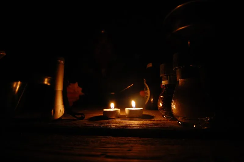 Candle light dinner - Candles and beer and the prospect of some really early morning fishing.