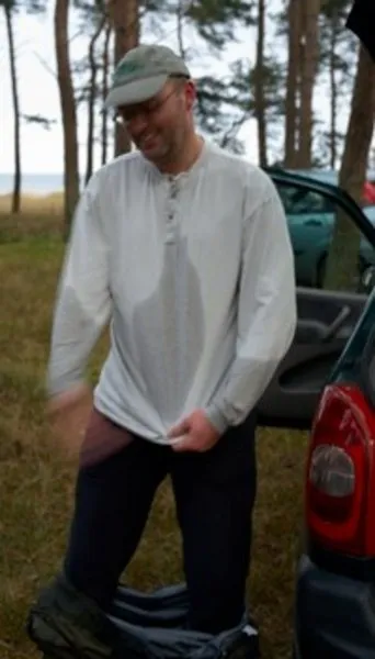Wet podcaster - Yours truly in an uncomfortable situation - this is January, and not warm at all.